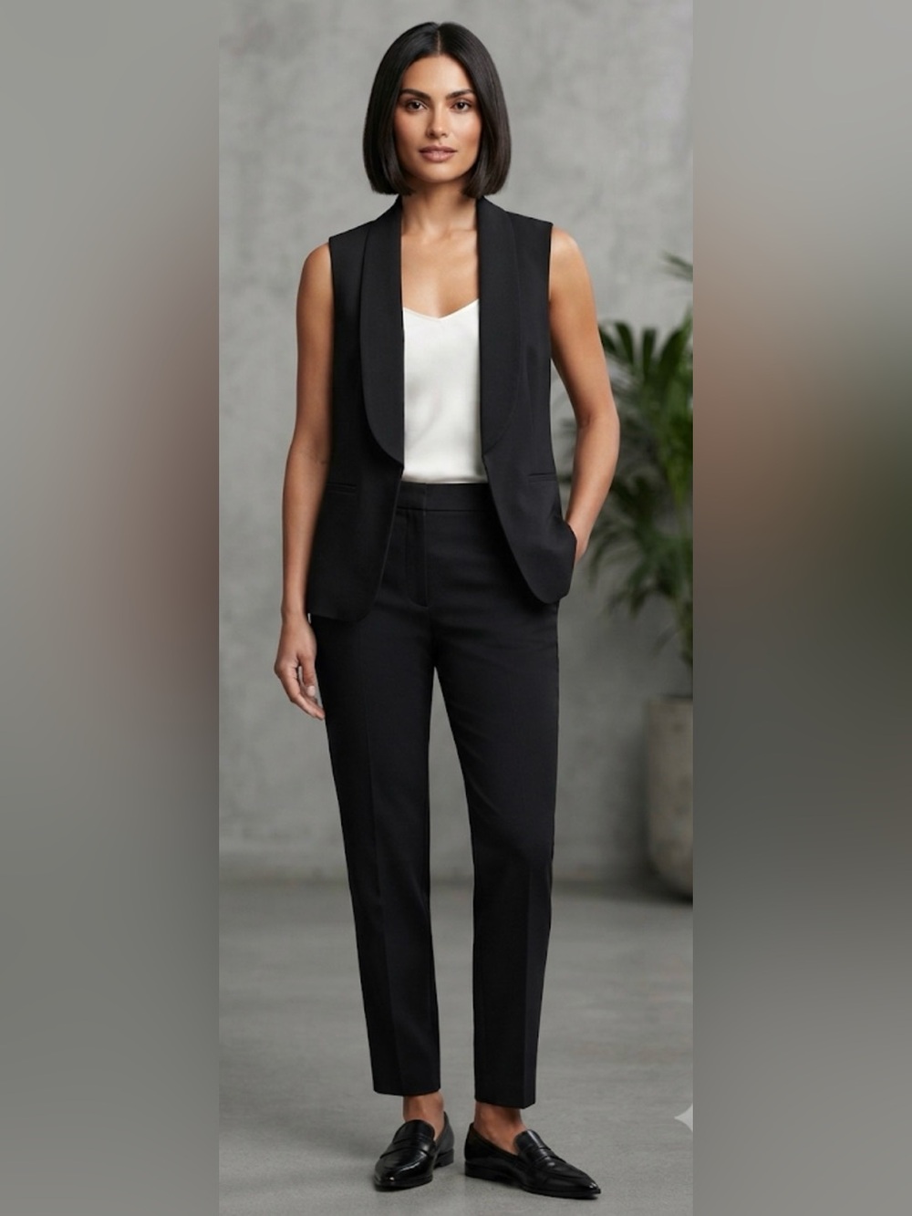 Mossimo Black Sleeveless Blazer Vest Open Front Shawl Collar Size S/P - Picture 3 of 6